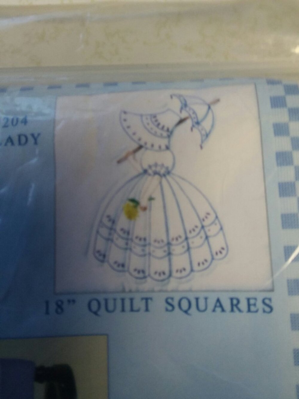 Lot of 2 Jack Dempsey Stamped White Quilt Blocks 18"X18" 6/Pack X2 Parasol Lady